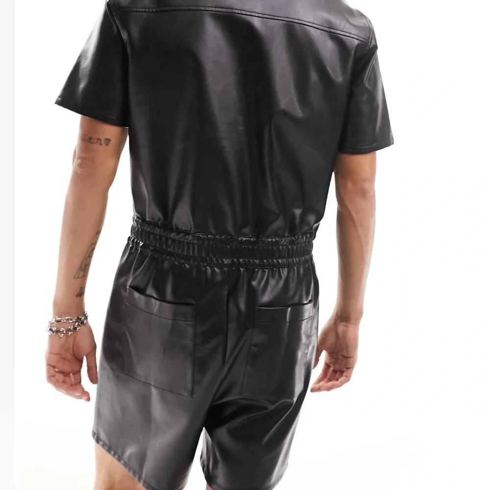 Black Faux Leather Jumpsuit - Picture 10 of 10